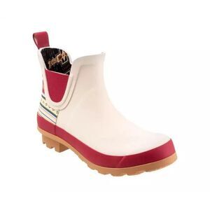 Pendleton Ladies Paloma Stripe Chelsea White Rubber Boots - $119 MSRP - SIZE 10